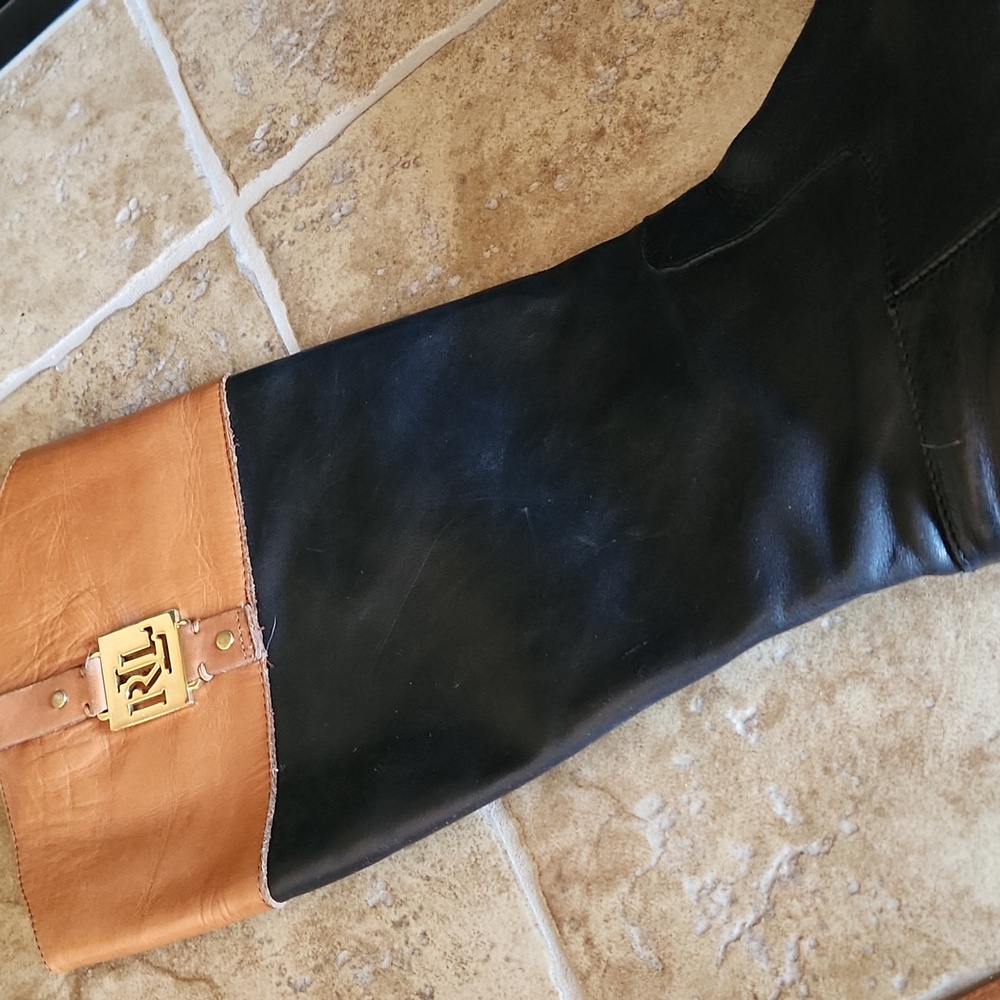 Ralph Lauren black and tan riding boots size 7.5 - Picture 11 of 16